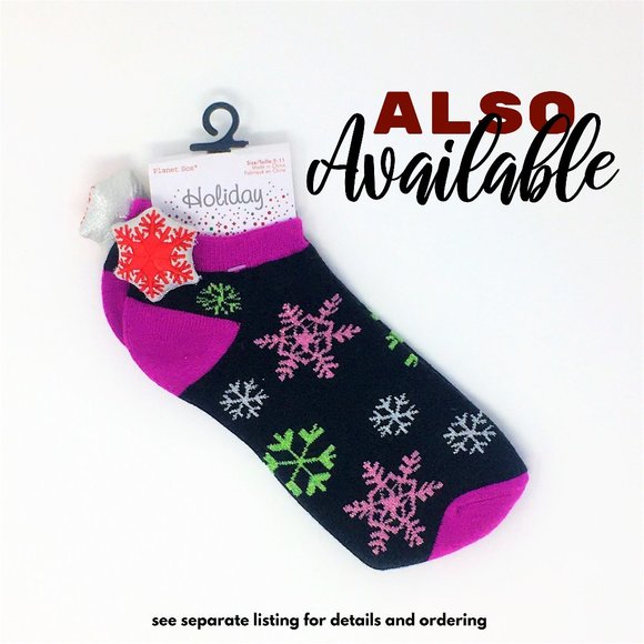 Planet Sox Winter Mitten Snowflake Socks Lime Pink Size 9-11 - Picture 7 of 7